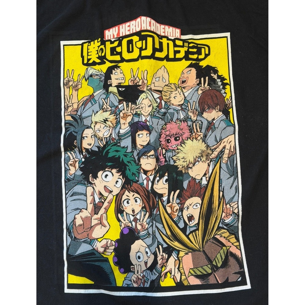 My Hero Academia Class 1-A Group Graphic T Shirt Black Anime Size Medium